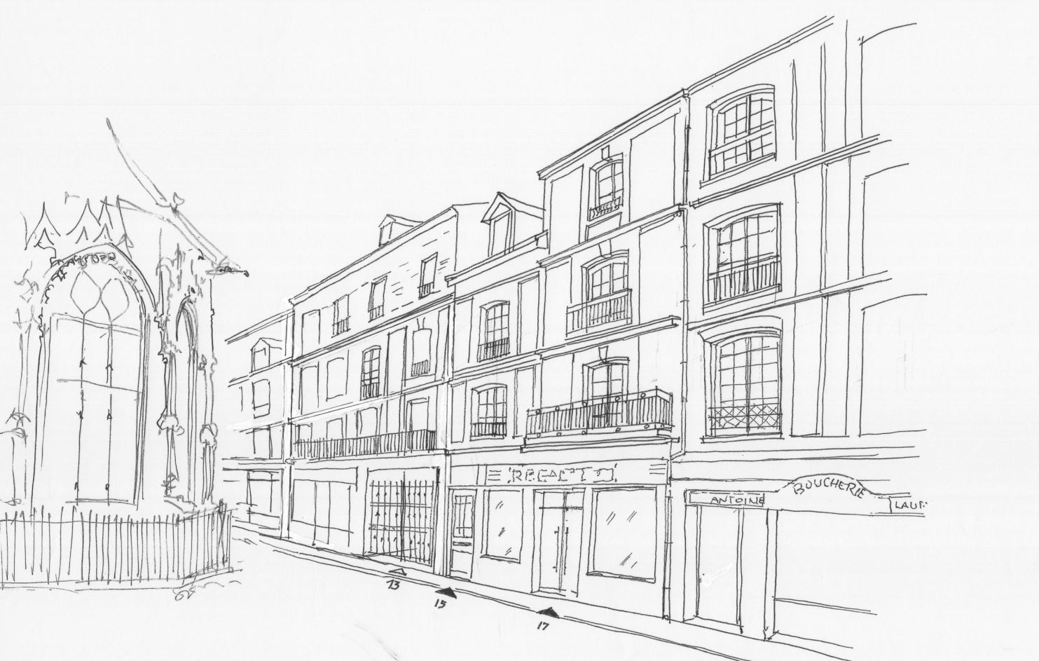 esquisse de la réhabilitation résidence du mortier d'or Dieppe